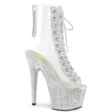 BEJ-1016C-2-7 - 18 cm botines de tacn altos pleaser strass transparentes