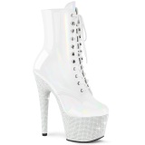 BEJ-1020-7 - 18 cm botines de tacn altos pleaser strass blanco