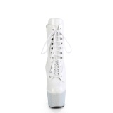 BEJ-1020-7 - 18 cm botines de tacn altos pleaser strass blanco