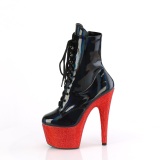 BEJ-1020-7 - 18 cm botines de tacn altos pleaser strass negro rojo