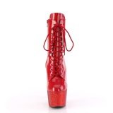 BEJ-1020-7 - 18 cm botines de tacn altos pleaser strass rojo