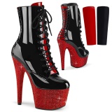 BEJ-1020FH-7 - 18 cm botines de tacn altos pleaser strass negro rojo