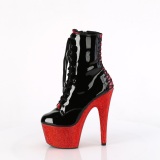 BEJ-1020FH-7 - 18 cm botines de tacn altos pleaser strass negro rojo