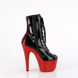 BEJ-1020FH-7 - 18 cm botines de tacn altos pleaser strass negro rojo