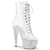 BEJ-1021C-7 - 18 cm botines de tacn altos pleaser strass transparentes