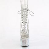 BEJ-1021C-7 - 18 cm botines de tacn altos pleaser strass transparentes