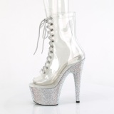 BEJ-1021C-7 - 18 cm botines de tacn altos pleaser strass transparentes