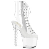 Beaded - 18 cm botines de tacn altos pleaser strass transparentes