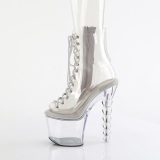 Beaded - 18 cm botines de tacn altos pleaser strass transparentes