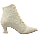 Beige 12 cm VICTORIAN-30 Botines de Cordones Altos Mujer