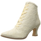 Beige 12 cm VICTORIAN-30 Botines de Cordones Altos Mujer