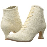 Beige 12 cm VICTORIAN-30 Botines de Cordones Altos Mujer