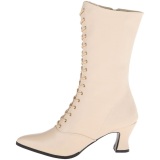 Beige 7 cm VICTORIAN-120 Botines de Cordones Altos Mujer