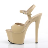 Beige Charol 18 cm Pleaser SKY-309 Tacn Alto Plataforma