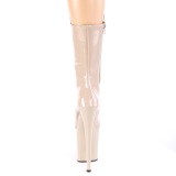 Beige Charol 20 cm FLA-1050 botinhas tacones extremos plataforma