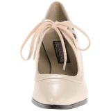 Beige Mate 7 cm retro vintage VICTORIAN-03 zapatos de saln tacn bajo