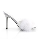 Blanco 10 cm CLASSIQUE-01F pantuflas tacn alto mujer con plumas de marabu