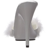 Blanco 13 cm POISE-501F Tacn plumas de marabu Mules Calzado