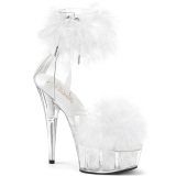 Blanco 15 cm DELIGHT-624F sandalias de tacn con plumas pole dance