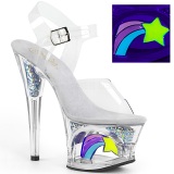 Blanco 18 cm MOON-708RSS Neon plataforma sandalias de tacn alto