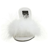 Blanco 8 cm AMOUR-03 Tacn plumas de marabu Mules Calzado