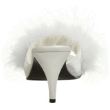 Blanco 8 cm AMOUR-03 Tacn plumas de marabu Mules Calzado