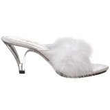 Blanco 8 cm BELLE-301F Tacn plumas de marabu Mules Calzado