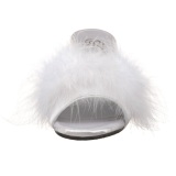 Blanco 8 cm BELLE-301F Tacn plumas de marabu Mules Calzado