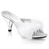 Blanco 8 cm BELLE-301F Tacn plumas de marabu Mules Calzado