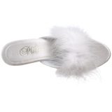 Blanco 8 cm BELLE-301F Tacn plumas de marabu Mules Calzado