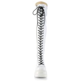 Blanco Charol 11,5 cm SHAKER-374 botas por encima de la rodilla con cordones