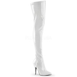 Blanco Charol 13 cm SEDUCE-3000 Largas Botas Altas para Hombres