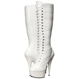 Blanco Charol 15,5 cm DELIGHT-2023 Plataforma Botas Media