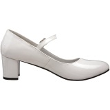 Blanco Charol 5 cm SCHOOLGIRL-50 Zapato Saln Clasico para Mujer