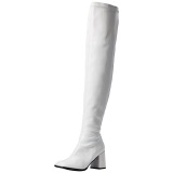 Blanco Charol 8 cm GOGO-3000 Largas Botas Altas para Hombres