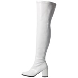 Blanco Charol 8 cm GOGO-3000 Largas Botas Altas para Hombres