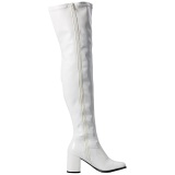 Blanco Charol 8 cm GOGO-3000 Largas Botas Altas para Hombres