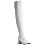 Blanco Charol 8 cm GOGO-3000 Largas Botas Altas para Hombres