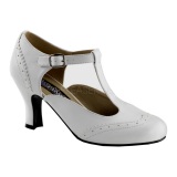 Blanco Mate 7,5 cm retro vintage FLAPPER-26 zapatos de saln tacn bajo