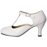 Blanco Mate 7,5 cm retro vintage FLAPPER-26 zapatos de saln tacn bajo