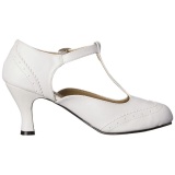 Blanco Mate 7,5 cm retro vintage FLAPPER-26 zapatos de saln tacn bajo