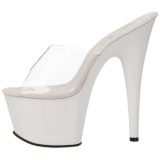 Blanco Transparente 18 cm ADORE-701 Plataforma Mules Altos