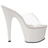 Blanco Transparente 18 cm ADORE-701 Plataforma Mules Altos