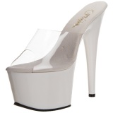 Blanco Transparente 18 cm ADORE-701 Plataforma Mules Altos