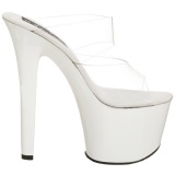 Blanco Transparente 18 cm SKY-302 Plateau Mules Tacn Alto Mujer