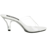 Blanco Transparente 8 cm BELLE-301 Mules Tacn Alto Mujer