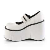 Blanco Vegano 11,5 cm DemoniaCult KERA-08 zapatos de saln mary jane plataforma