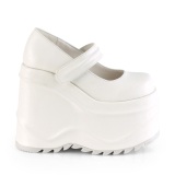 Blanco Vegano 15 cm WAVE-32 zapatos de saln mary jane plataforma cua alta