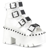 Blanco Vegano 9 cm ASHES-70 lolita botines tacn ancho plataforma