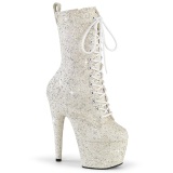 Blanco glitter 18 cm ADORE-1040GR plataforma botines tacn alto mujer